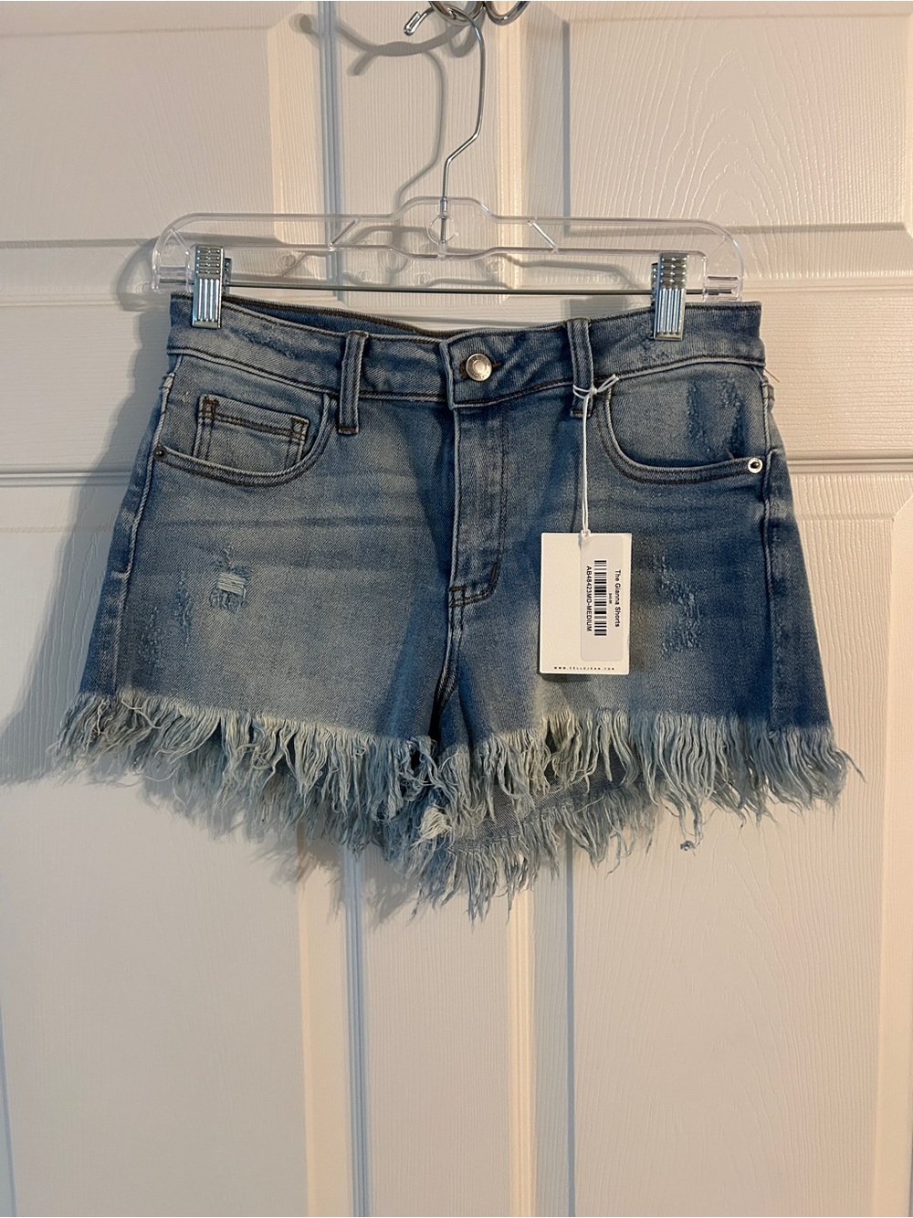 Cello Light Blue Frayed Hem Denim Shorts